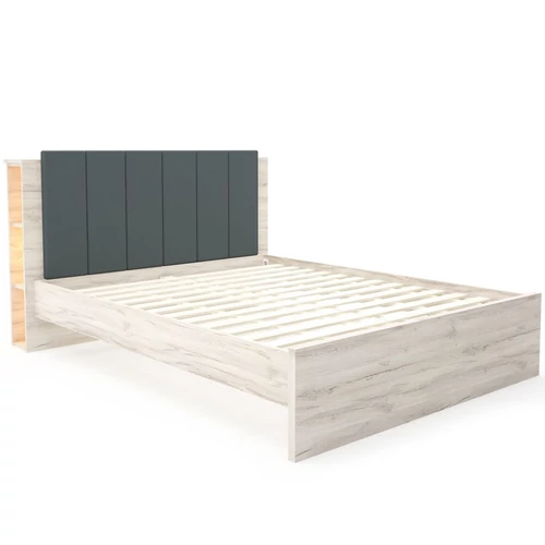 HUGÓ ágykeret ágyráccsal, LED világítással 160x200 cm - Justus Tölgy