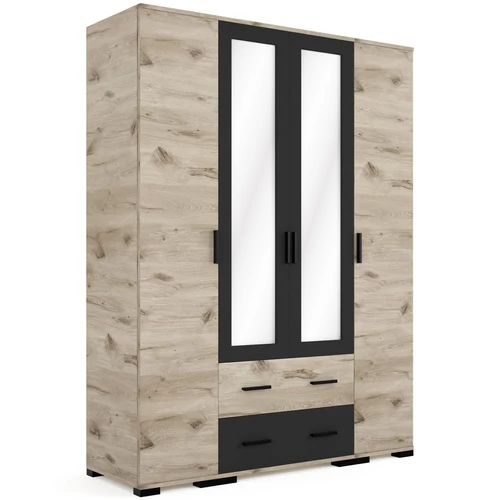 NÁPOLY 160 cm nyílóajtós gardrób - Viking Tölgy / Matt Fekete