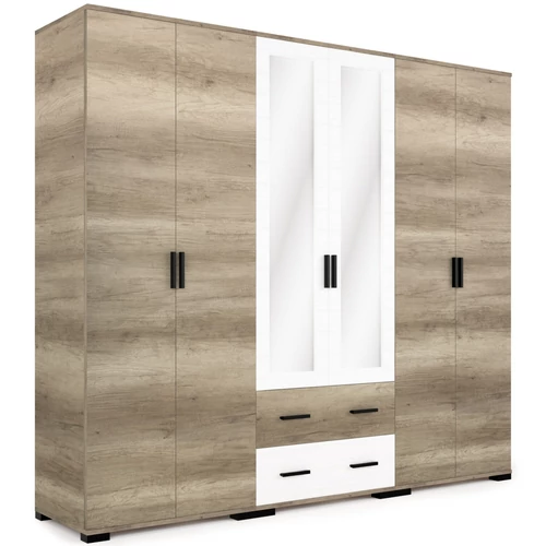 NÁPOLY 240 cm nyílóajtós gardrób - Canyon Tölgy / Rusztik Fehér