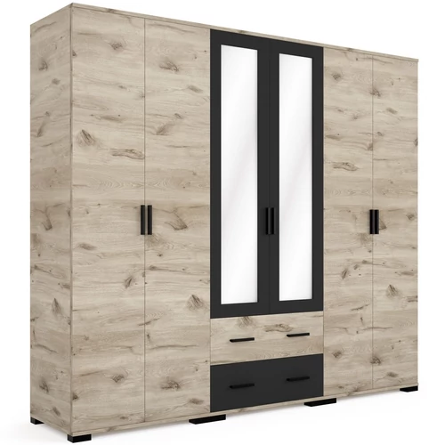 NÁPOLY 240 cm nyílóajtós gardrób - Viking Tölgy / Matt Fekete