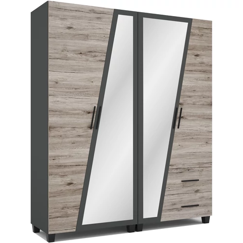 ONIX 180 cm nyílóajtós gardrób TÜKÖRREL - San Remo / Matt Sötétszürke