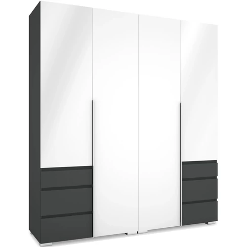 SILVER 180 nyílóajtós gardrób - Matt Sötétszürke / Magasfényű Fehér