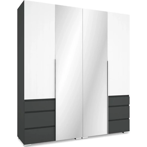 SILVER 180 nyílóajtós gardrób 2 TÜKÖRREL - Matt Sötétszürke / Rusztik Fehér