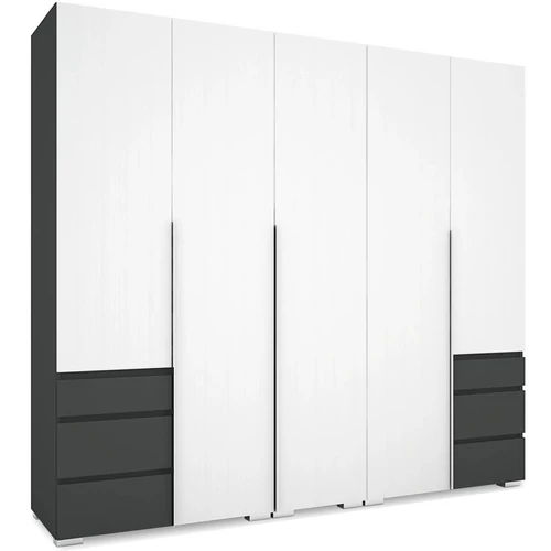 SILVER 225 nyílóajtós gardrób - Matt Sötétszürke / Rusztik Fehér (Erezett Fehér)