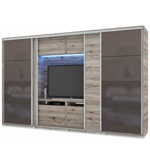BOND 2BL/2MF 318 cm TV-s gardrób - San Remo / Magasfényű Antracit