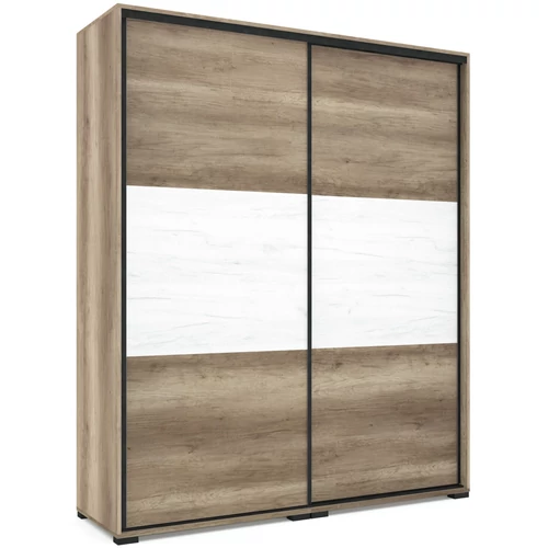 BOSTON 200 cm tolóajtós gardrób ruhalifttel - Canyon Tölgy / Fehér Tölgy / Fekete profil