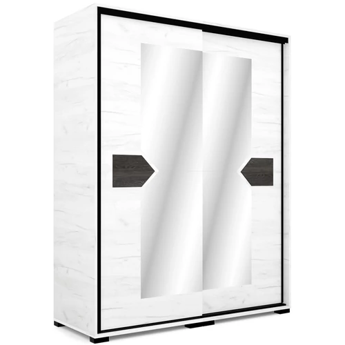 BRAVO 160 cm tolóajtós gardrób - Fehér Tölgy / Canterbury / Fekete profil