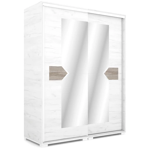 BRAVO 160 cm tolóajtós gardrób - Fehér Tölgy / San Remo / Fehér profil