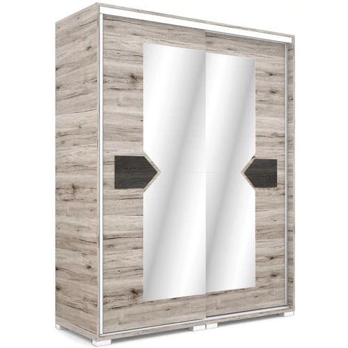 BRAVO 160 cm tolóajtós gardrób - San Remo / Canterbury / Fehér profil