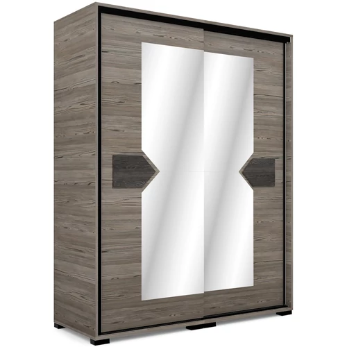 BRAVO 160 cm tolóajtós gardrób - Sötét Katthult / Canterbury / Fekete profil