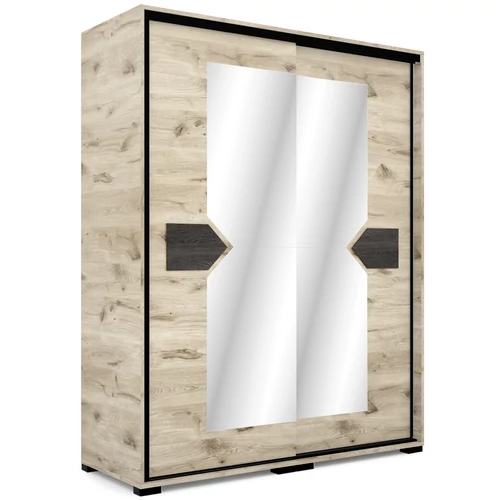 BRAVO 160 cm tolóajtós gardrób - Viking Tölgy / Canterbury / Fekete profil