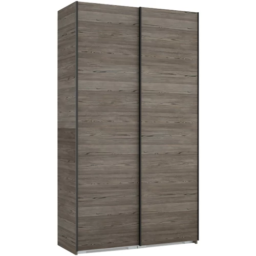 FŐNIX 134 cm tolóajtós gardrób - Sötét Katthult / Fekete profil