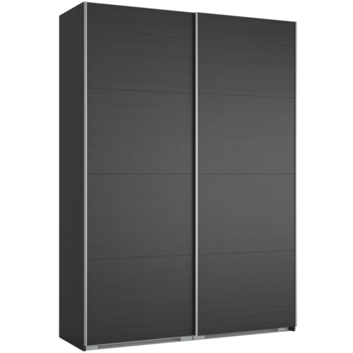 FŐNIX 174 cm tolóajtós gardrób - Nero / Szürke profil