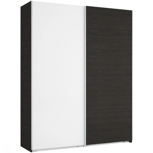 FŐNIX 194 cm tolóajtós gardrób - Nero / Rusztik Fehér / Szürke profil