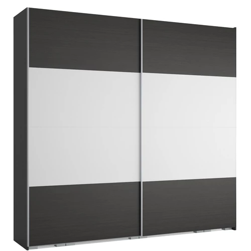 FŐNIX 254 cm tolóajtós gardrób - Nero / Rusztik Fehér / Szürke profil "B"