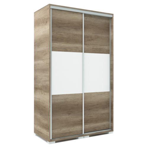 LUX 120 cm tolóajtós gardrób - Canyon Tölgy (korpusz-ajtó) / Rusztik Fehér (betét)