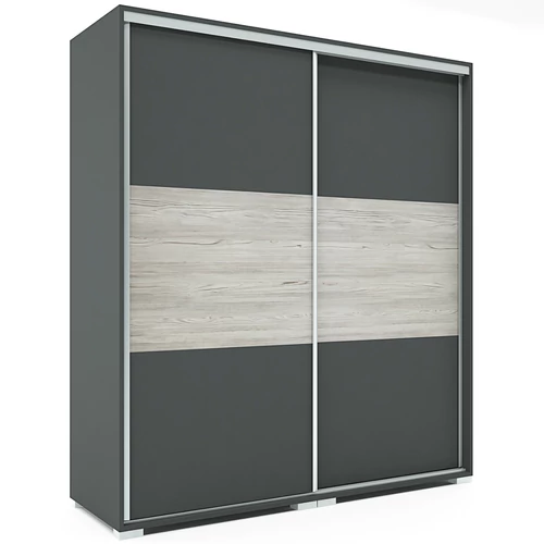 LUX 180 cm tolóajtós gardrób - Matt Sötétszürke (korpusz-ajtó) / Katthult (betét)