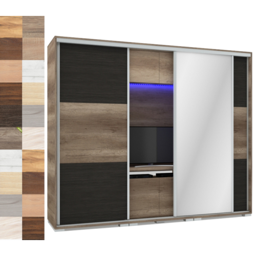 LUX 239 cm TV-s gardrób 1 TÜKÖRREL - VÁLASZTHATÓ SZÍNEKBEN