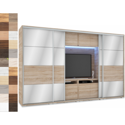 MIRROR 318 cm tükrös TV-s gardrób - VÁLASZTHATÓ SZÍNEKBEN