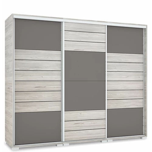 NÍLUS 239 cm magasfényű gardrób - Katthult / Magasfényű Antracit üveg