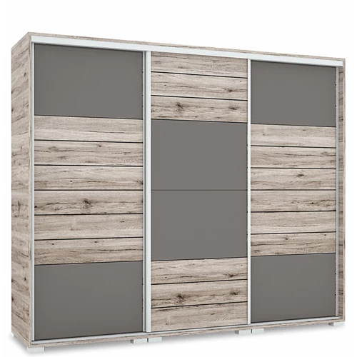 NÍLUS 239 cm magasfényű gardrób - San Remo / Magasfényű Antracit üveg