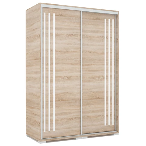 SZANDRA 140 cm tolóajtós gardrób - Sonoma Tölgy / Fehér
