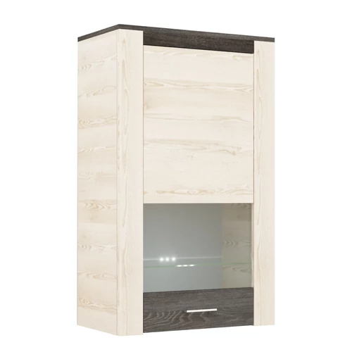 BREMA B-3 felső vitrines elem LED világítással - Krém Sonoma / Canterbury