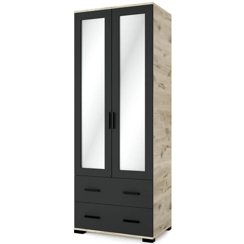 GALAXY G8 fiókos tükrös elem 80 cm - Viking Tölgy / Matt Fekete