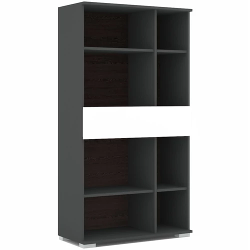 VEGAS 90-es nyitott polcos elem - Matt Sötétszürke / Magasfényű Fehér (V7)