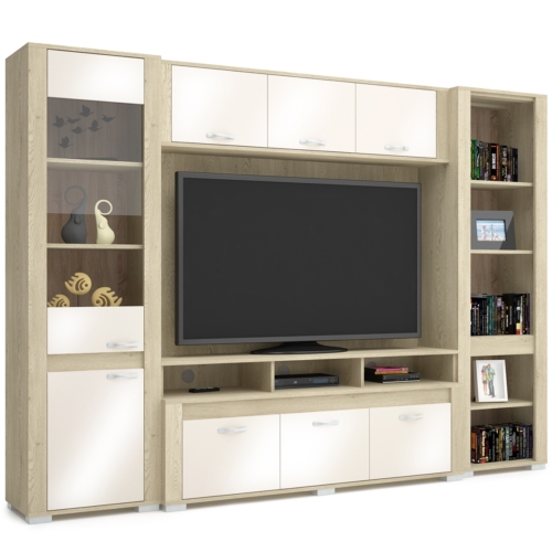 CORTINA nappali szekrénysor 285 cm - Cotta Cremona / Magasfényű Beige