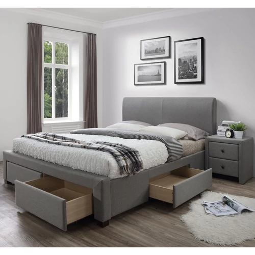 MODENA ágykeret ágyráccsal és ágyneműtartó fiókokkal 160x200 cm - Szürke