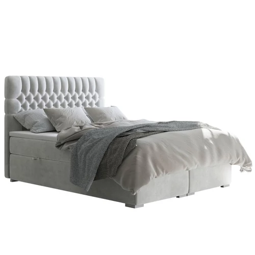 FONDA Boxspring franciaágy 180x200 cm - Világosszürke Mono 244