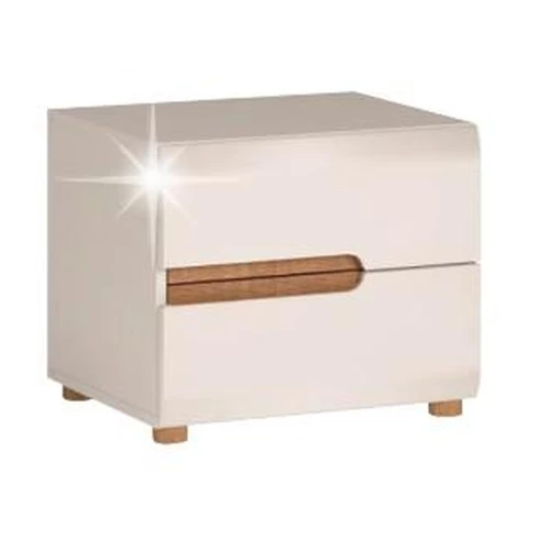 LYNATET 96 Éjjeliszekrény, extra magas fényű - Fehér / Sonoma Trüffel