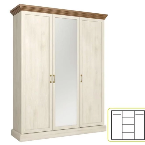 ROYAL ruhásszekrény polcokkal - Északi erdei fenyő / Vad tölgyfa (S3D)
