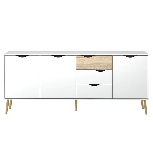 OSLO 3 ajtós 3 fiókos komód - Sonoma Tölgy / Fehér (TEMPO 75454)