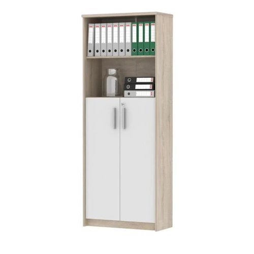 JOHAN 2 NEW 10 polcos szekrény - Sonoma Tölgy / Fehér (278197)