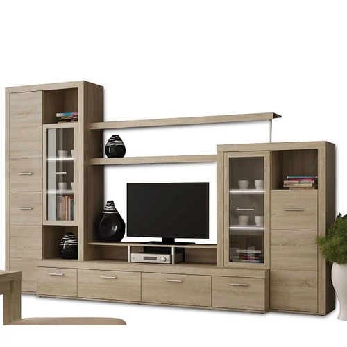 ATLANTIS NEW nappali szekrénysor 312 cm LED világítással - Sonoma Tölgy